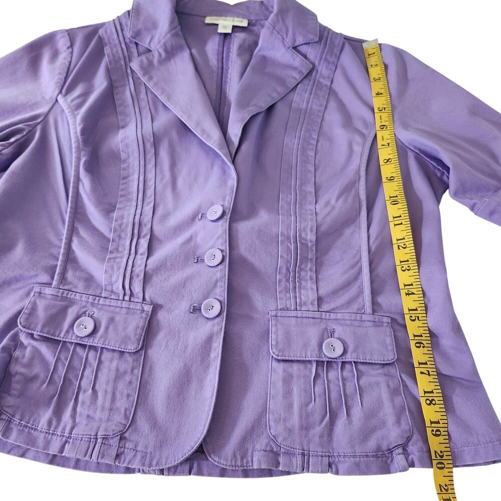 Coldwater Creek Purple Short Sleeved Cotton Blazer Unlined Size 12 - Picture 8 of 9